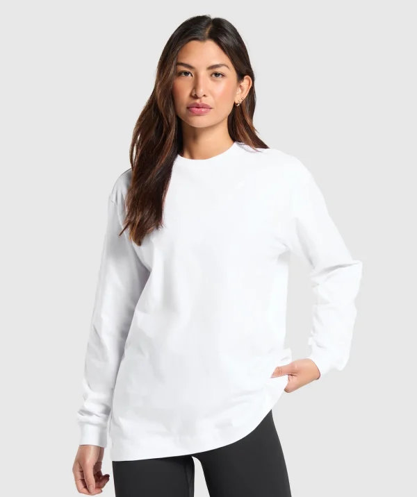 Gymshark Modest Workout Clothes & Hijabs | T-shirts & Tops*Cotton Oversized Long Sleeve Top White