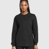 Gymshark Modest Workout Clothes & Hijabs | T-shirts & Tops*Cotton Oversized Long Sleeve Top Black