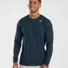 Gymshark T-shirts & Tops*Crest Long Sleeve T-Shirt Navy