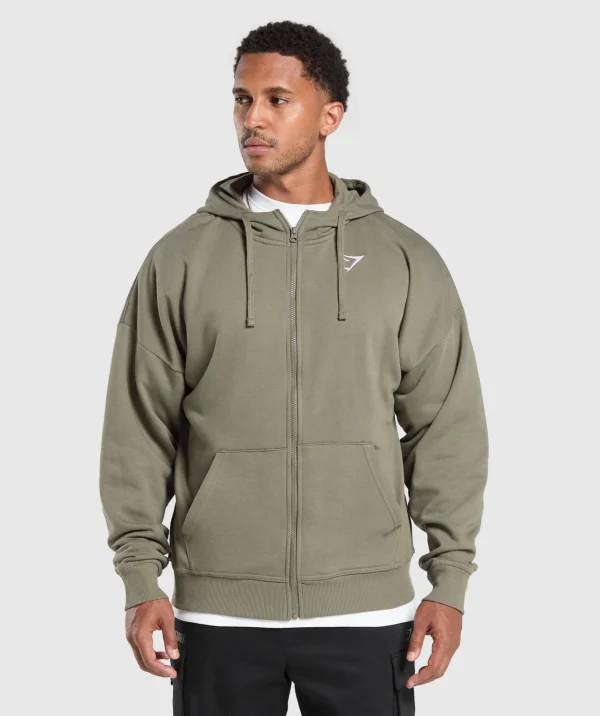 Gymshark Hoodies & Sweatshirts*Crest Oversized Zip Up Hoodie BaseGreen