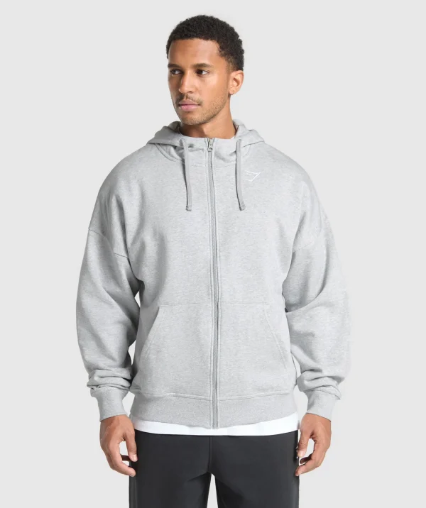 Gymshark Hoodies & Sweatshirts*Crest Oversized Zip Up Hoodie LightGreyCoreMarl