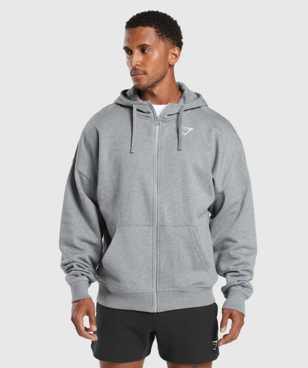 Gymshark Hoodies & Sweatshirts*Crest Oversized Zip Up Hoodie CharcoalGreyMarl