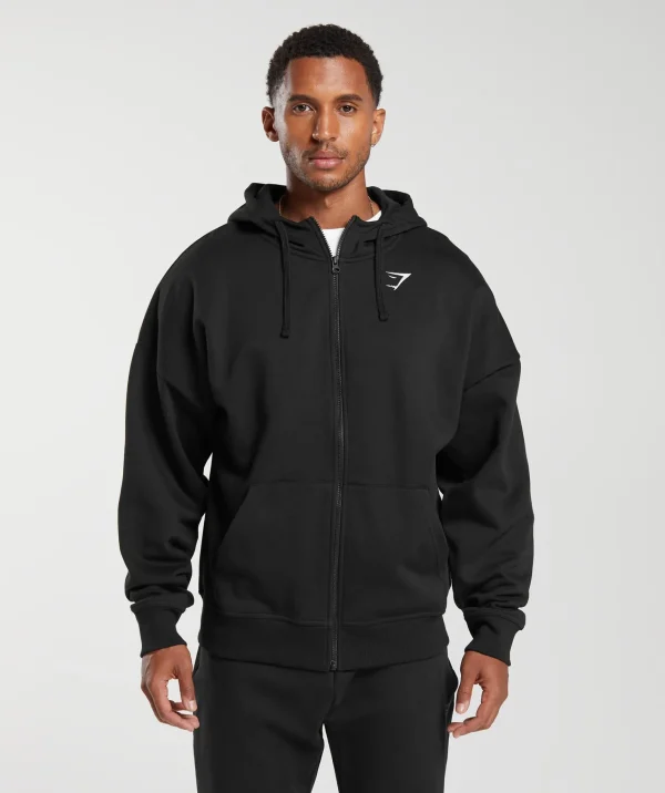 Gymshark Sweatsuits | Hoodies & Sweatshirts*Crest Oversized Zip Up Hoodie Black