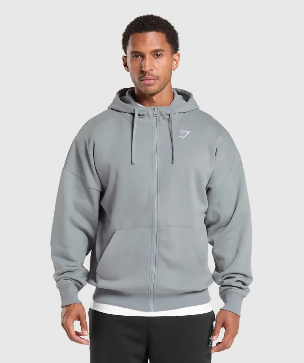 Gymshark Hoodies & Sweatshirts*Crest Oversized Zip Up Hoodie DenimGrey