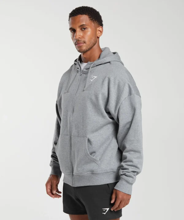 Gymshark Hoodies & Sweatshirts*Crest Oversized Zip Up Hoodie CharcoalGreyMarl