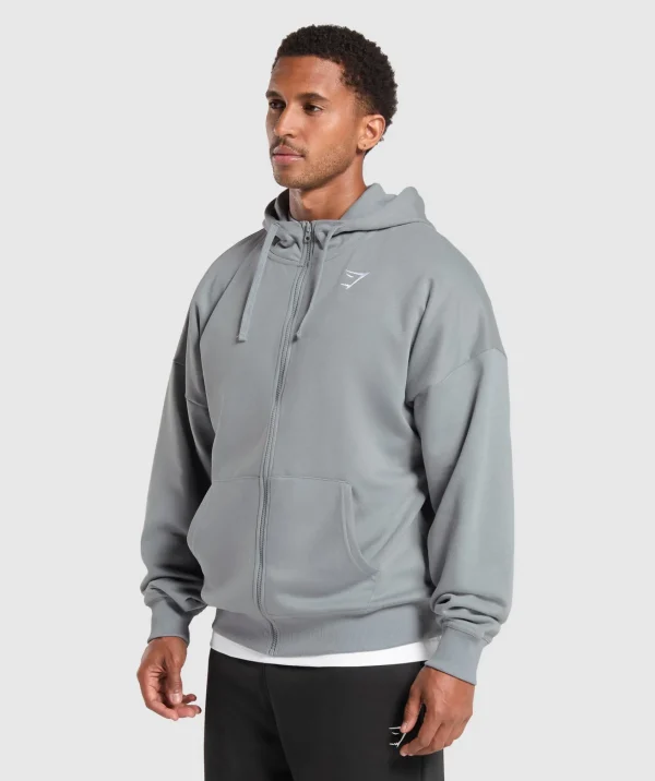 Gymshark Hoodies & Sweatshirts*Crest Oversized Zip Up Hoodie DenimGrey