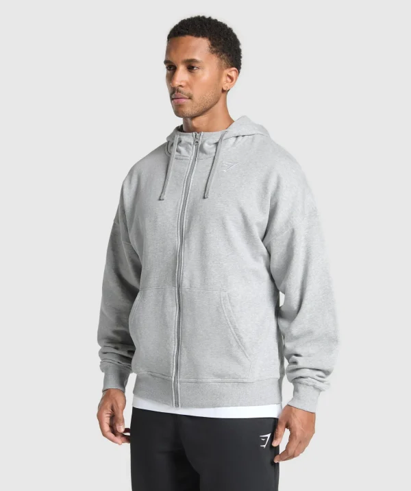 Gymshark Hoodies & Sweatshirts*Crest Oversized Zip Up Hoodie LightGreyCoreMarl