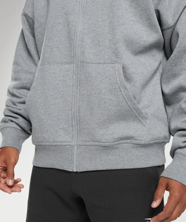 Gymshark Hoodies & Sweatshirts*Crest Oversized Zip Up Hoodie CharcoalGreyMarl