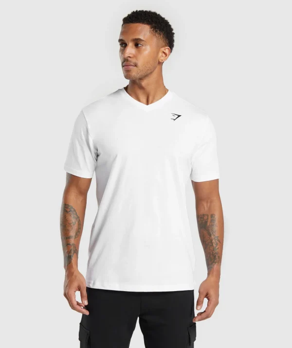 Gymshark T-shirts & Tops*Crest V-Neck T Shirt White