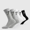 Gymshark Crew Socks*Crew Socks 5pk White/Black/LightGreyMarl