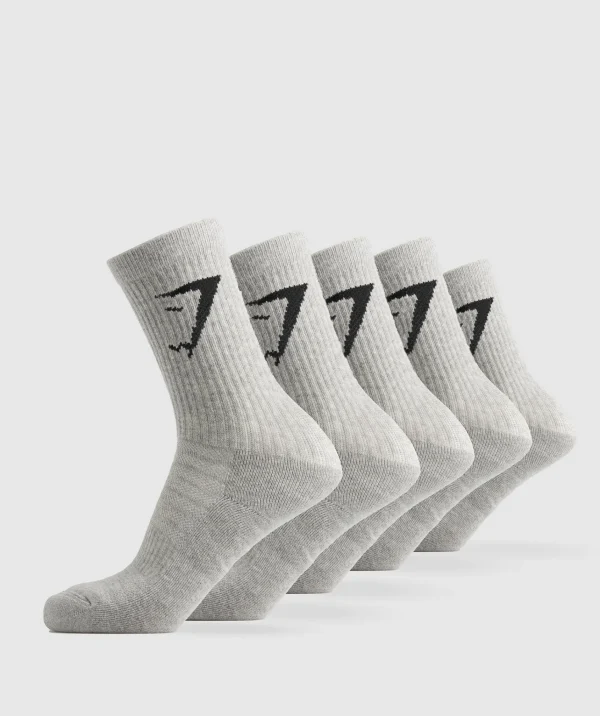 Gymshark Crew Socks*Crew Socks 5pk LightGreyMarl