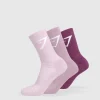 Gymshark Crew Socks*Crew Socks 3pk MagentaPurple/SoftPurple/WarmLilac