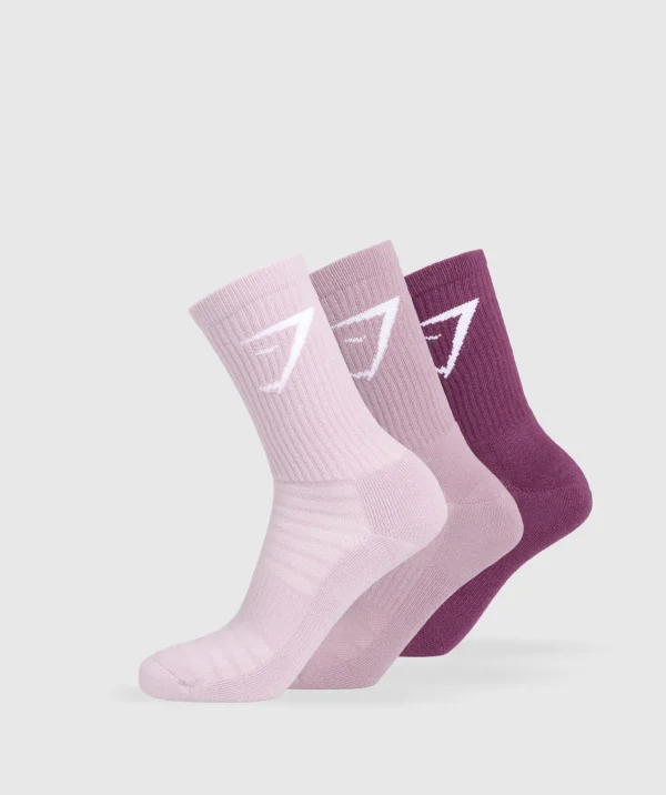 Gymshark Crew Socks*Crew Socks 3pk MagentaPurple/SoftPurple/WarmLilac