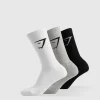 Gymshark Crew Socks*Crew Socks 3pk White/LightGreyCoreMarl/Black