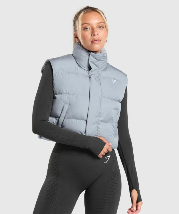 Gymshark Tank Tops | Jackets*Cropped Midi Gilet DenimGrey