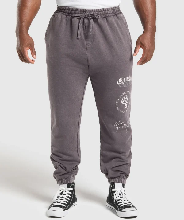 Gymshark Joggers & Sweatpants*Distressed Graphic Joggers BrushedPurpleAcidWash