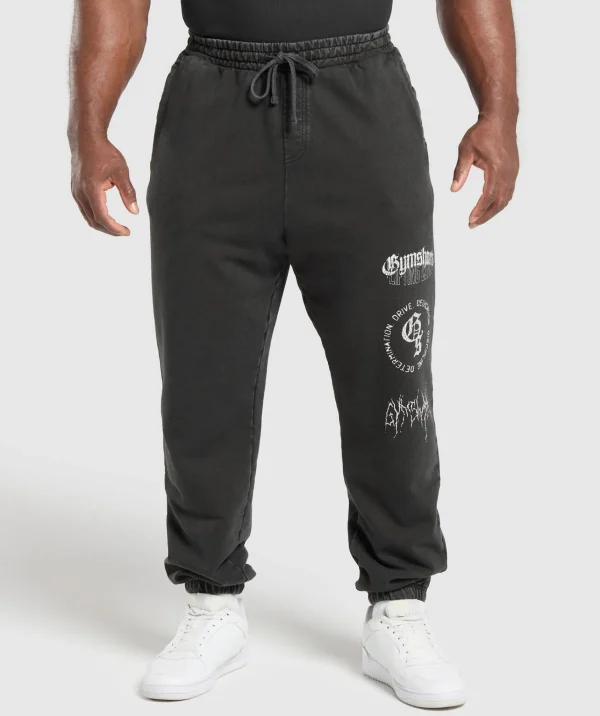 Gymshark Joggers & Sweatpants*Distressed Graphic Joggers BlackAcidWash