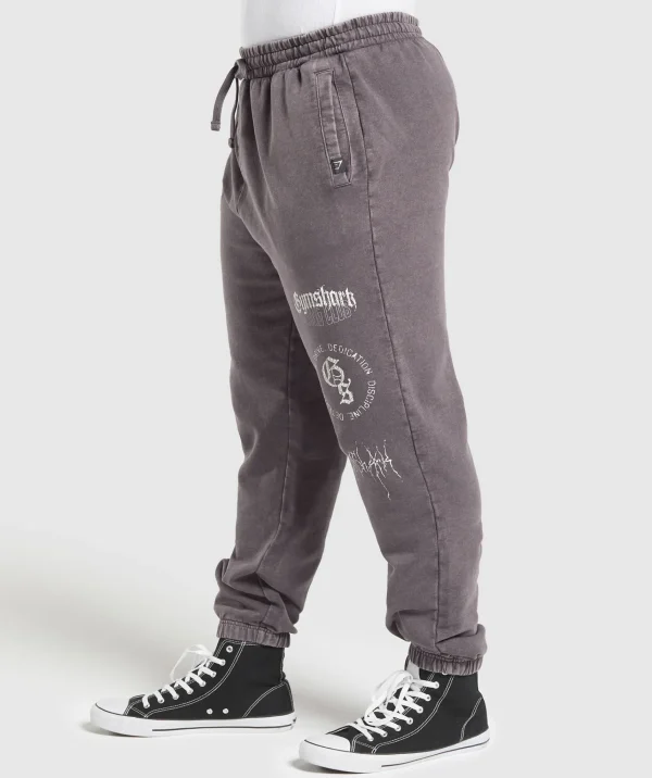 Gymshark Joggers & Sweatpants*Distressed Graphic Joggers BrushedPurpleAcidWash