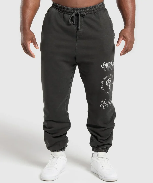 Gymshark Joggers & Sweatpants*Distressed Graphic Joggers BlackAcidWash