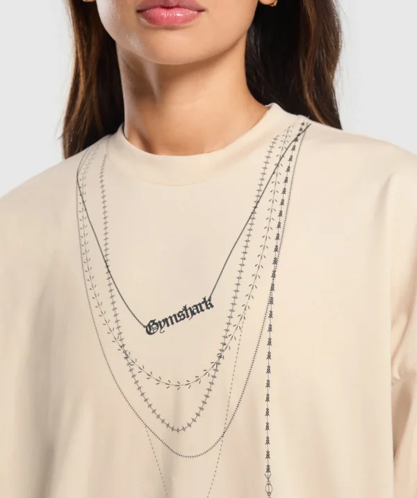 Gymshark T-shirts & Tops*Elevate Chain Oversized T-Shirt CreamBeige