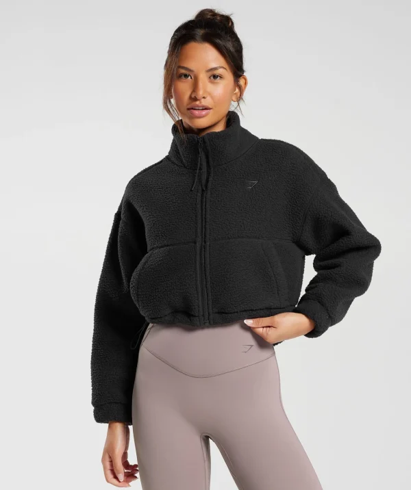 Gymshark Jackets*Elevate Fleece Midi Jacket Black