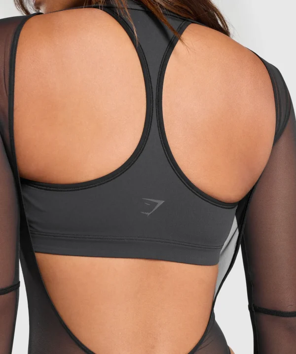 Gymshark Bodysuits*Elevate Mesh Bodysuit Black