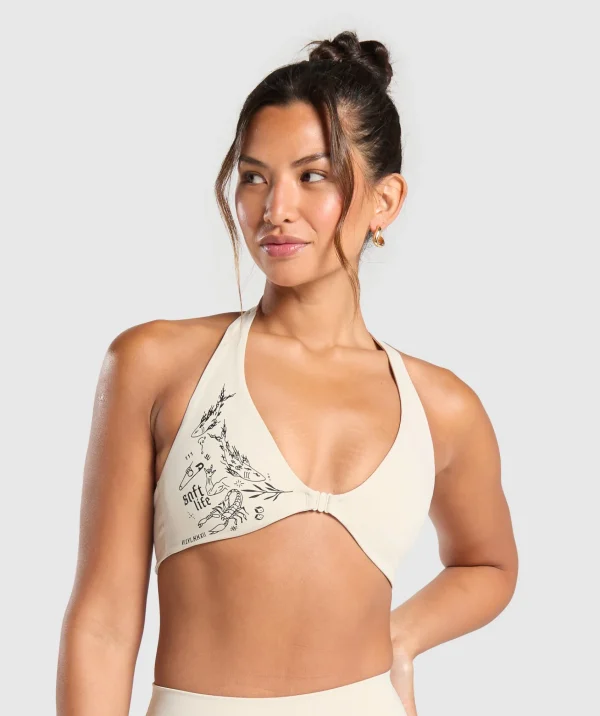 Gymshark Sports Bras*Elevate Tattoo Graphic Sports Bra CreamBeige