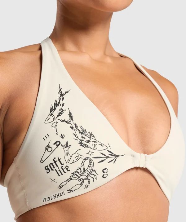 Gymshark Sports Bras*Elevate Tattoo Graphic Sports Bra CreamBeige