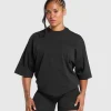 Gymshark T-shirts & Tops*Embroidered Logo Oversized T-Shirt Black