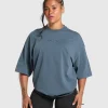 Gymshark T-shirts & Tops*Embroidered Logo Oversized T-Shirt CargoBlue