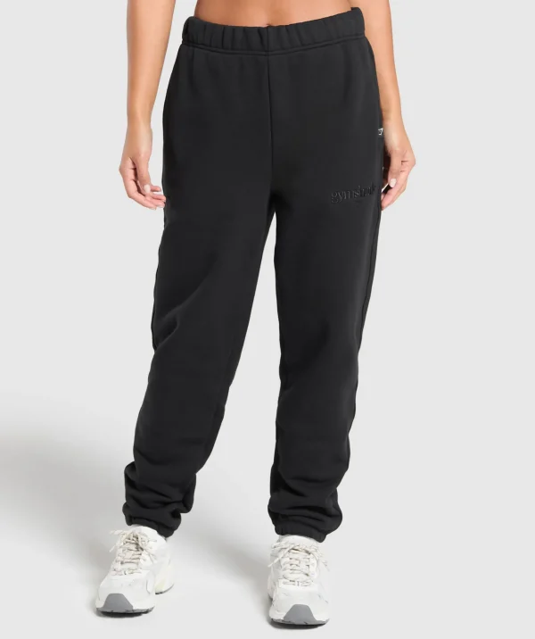 Gymshark Joggers & Sweatpants*Embroidered Logo Oversized Joggers Black