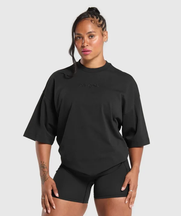 Gymshark T-shirts & Tops*Embroidered Logo Oversized T-Shirt Black