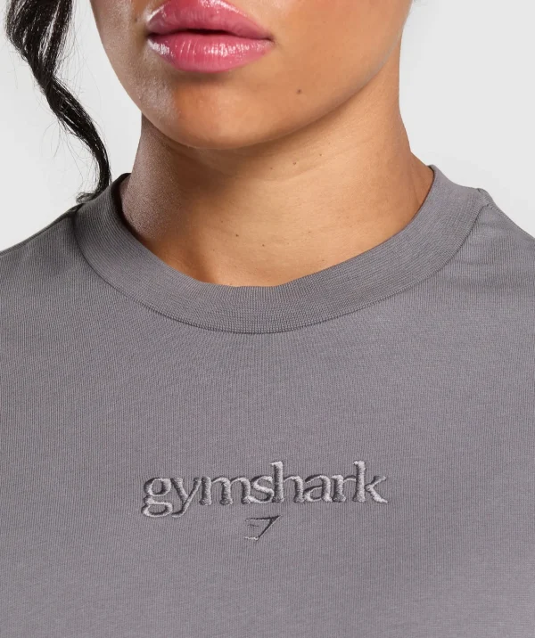 Gymshark T-shirts & Tops*Embroidered Logo Oversized T-Shirt BrushedGrey