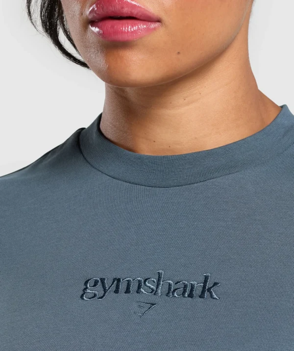 Gymshark T-shirts & Tops*Embroidered Logo Oversized T-Shirt CargoBlue