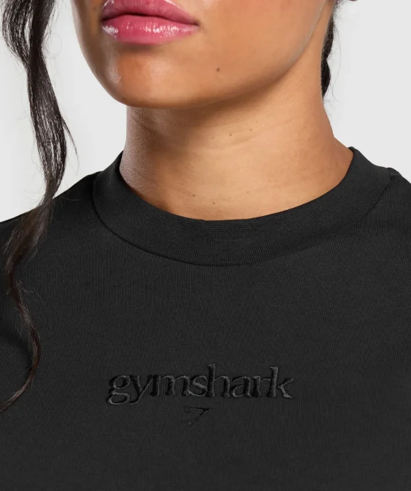 Gymshark T-shirts & Tops*Embroidered Logo Oversized T-Shirt Black