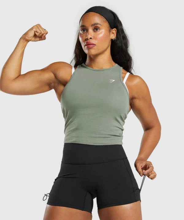 Gymshark Tank Tops | Crop Tops*Essential Cotton Midi Tank UnitGreen