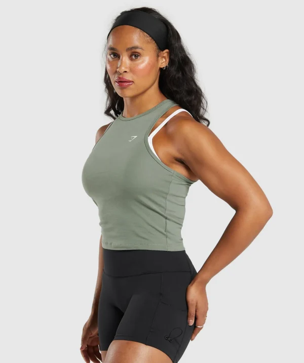 Gymshark Tank Tops | Crop Tops*Essential Cotton Midi Tank UnitGreen