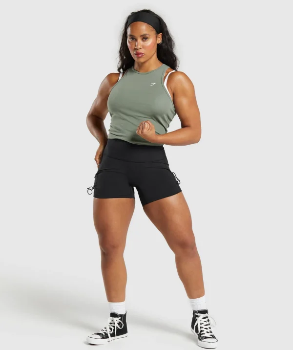 Gymshark Tank Tops | Crop Tops*Essential Cotton Midi Tank UnitGreen