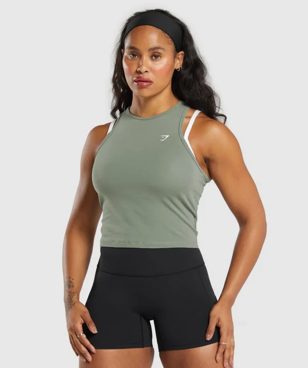 Gymshark Tank Tops | Crop Tops*Essential Cotton Midi Tank UnitGreen