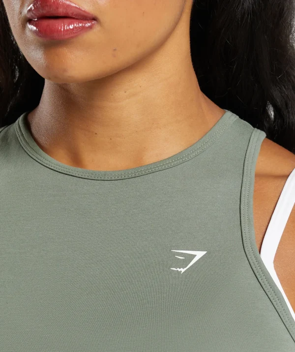 Gymshark Tank Tops | Crop Tops*Essential Cotton Midi Tank UnitGreen