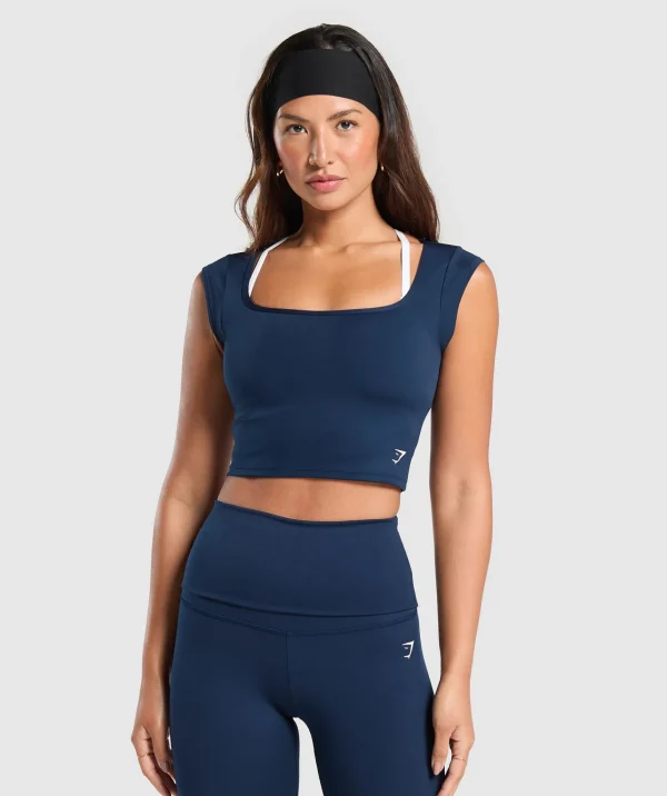 Gymshark Crop Tops*Everyday Cap Sleeve Crop Top Navy