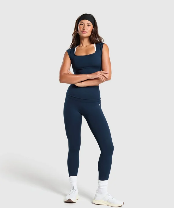 Gymshark Crop Tops*Everyday Cap Sleeve Crop Top Navy