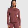 Gymshark T-shirts & Tops*Everyday Seamless Long Sleeve Top BurgundyBrown