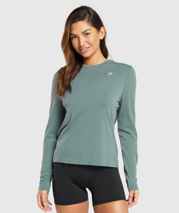 Gymshark T-shirts & Tops*Everyday Seamless Long Sleeve Top CargoTeal