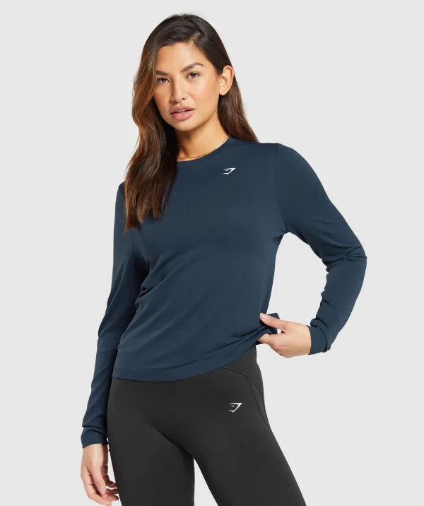 Gymshark T-shirts & Tops*Everyday Seamless Long Sleeve Top Navy