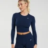 Gymshark Crop Tops | T-shirts & Tops*Everyday Seamless Long Sleeve Crop Top Blue