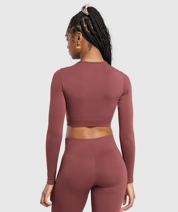 Gymshark Crop Tops | T-shirts & Tops*Everyday Seamless Long Sleeve Crop Top BurgundyBrown