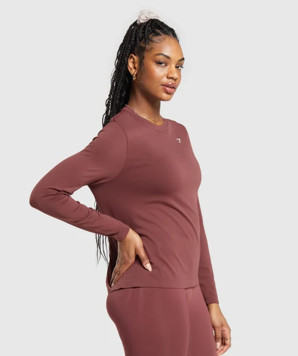 Gymshark T-shirts & Tops*Everyday Seamless Long Sleeve Top BurgundyBrown