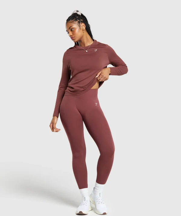 Gymshark T-shirts & Tops*Everyday Seamless Long Sleeve Top BurgundyBrown