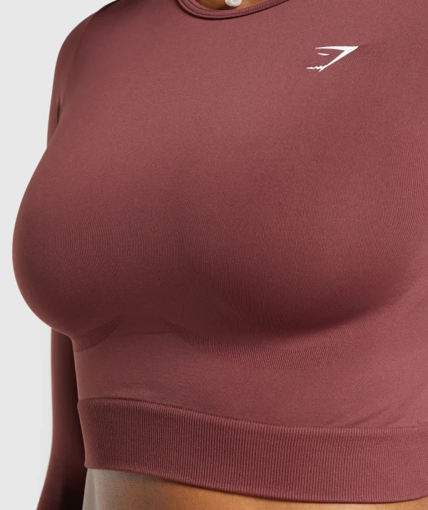 Gymshark Crop Tops | T-shirts & Tops*Everyday Seamless Long Sleeve Crop Top BurgundyBrown